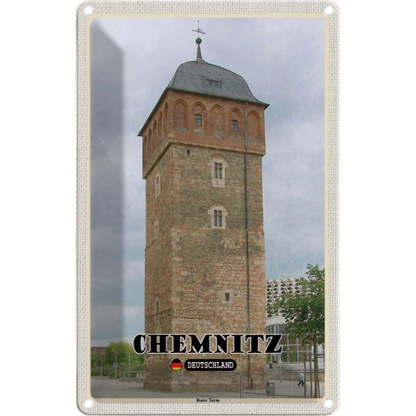 Vianmo Insegna Di Latta 18X12 Cm Chemnitz Roter Turm-image