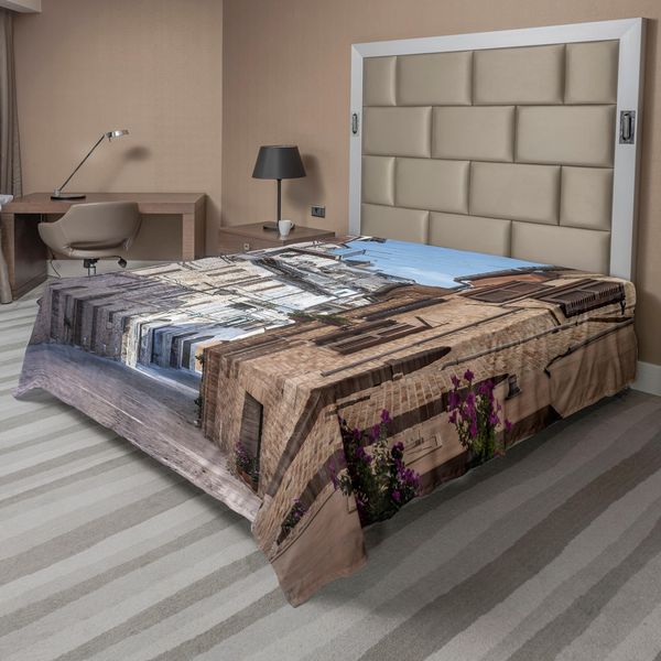 Abakuhaus Lenzuolo Mediterraneo, Appartamenti Italiani, Città Antica, Paesaggio Italiano, Dreamy Path Destination Photo, Lenzuolo Morbido E Confortevole Per Un Letto Decorativo, 1 Pezzo, 275 Cm X 260 Cm, Multicolore-image