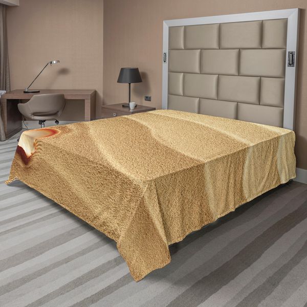 Abakuhaus Lenzuolo Con Conchiglie, Wenig Seashell Su Sabbia Dorata, Tema Marino Spirituale, Stampa Artistica Sulla Spiaggia, Lenzuolo Morbido E Confortevole Per Un Letto Decorativo, 1 Pezzo, 275 Cm X 260 Cm, Marrone Sabbia-image