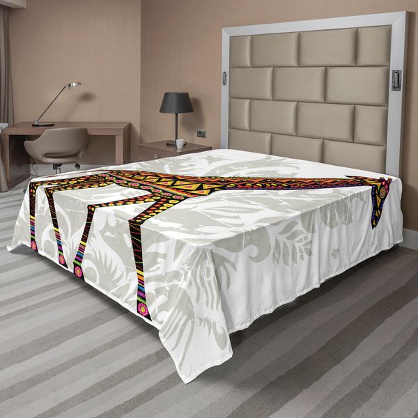 Abakuhaus Lenzuolo Batik, Giraffa Della Savana Africana Con Motivi Decorativi Etnici Su Stampa Animale, Lenzuolo Morbido E Confortevole Per Un Letto Decorativo 1 Pezzo 260 Cm X 228 Cm, Multicolore-image