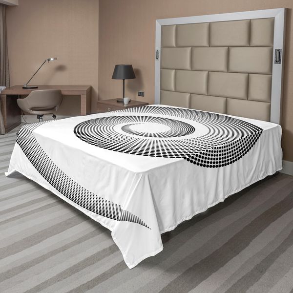 Abakuhaus Lenzuolo Spiers, Curva A Spirale Che Ruota Attorno A Un Asse Parallelo Al Disegno Centrale Dell'anello, Lenzuolo Morbido E Confortevole Per Un Letto Decorativo 1 Pezzo 244 Cm X 205 Cm, Nero-image