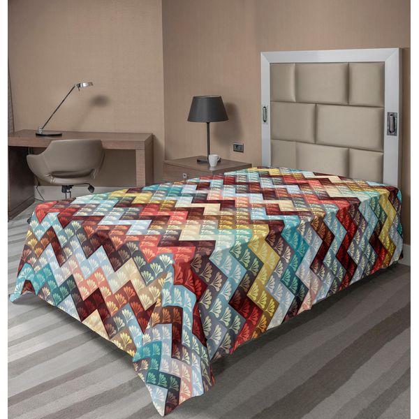 Abakuhaus Lenzuolo Angolare, Motivo Decorativo Ripetitivo A Zig Zag Con Motivi Barocchi Lenzuolo Superiore Morbido E Confortevole Per Un Letto Decorativo 1 Pezzo 190 Cm X 100 Cm, Multicolore-image