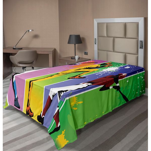 Lenzuolo Da Baseball Abakuhaus, Giocatori In Diverse Posizioni Sul Campo Da Gioco, Azione, Ricevitore, Lanciatore, Sport Moderni, Lenzuolo Morbido E Confortevole Per Un Letto Decorativo, 1 Pezzo, 190 Cm X 100 Cm, Multicolore-image