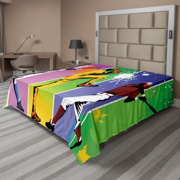 Abakuhaus Lenzuolo Da Baseball, Giocatori In Diverse Posizioni Sul Campo Da Gioco Action Catcher Pitcher Modern Sports, Morbido E Comodo Lenzuolo Superiore Per Un Letto Decorativo 1 Pezzo 244 Cm X 205 Cm, Multicolore-image