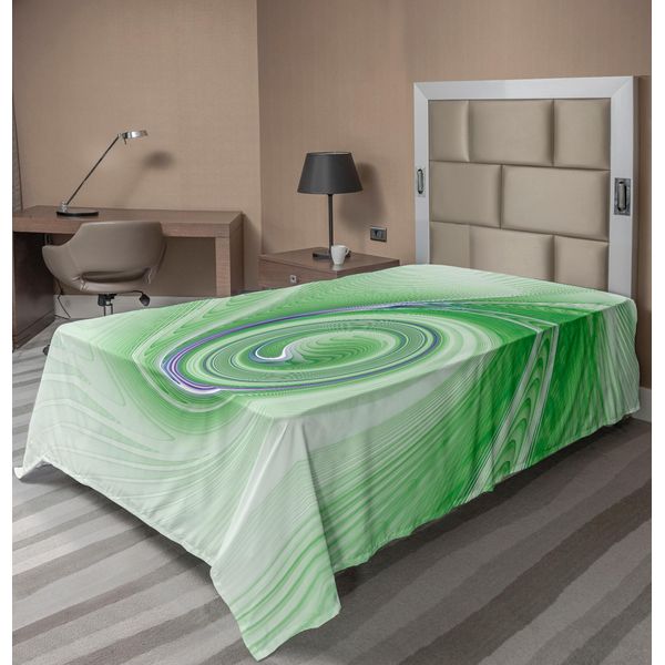 Abakuhaus Spiers Lenzuolo, Una Curva Si Avvolge Attorno A Un Motivo Fisso Con Spirali In Continuo Aumento Stampa Con Figure Computerizzate, Morbido E Confortevole Lenzuolo Superiore Per Un Letto Decorativo 1 Pezzo 260 Cm X 168 Cm, Verde-image