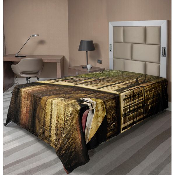 Abakuhaus Lenzuolo Con Paesaggio, Ponte Romantico Sul Canale Di Amsterdam, Paesi Bassi, Famosa Città Europea, Foto, Lenzuolo Morbido E Confortevole Per Un Letto Decorativo, 1 Pezzo, 260 Cm X 168 Cm, Color Crema-image