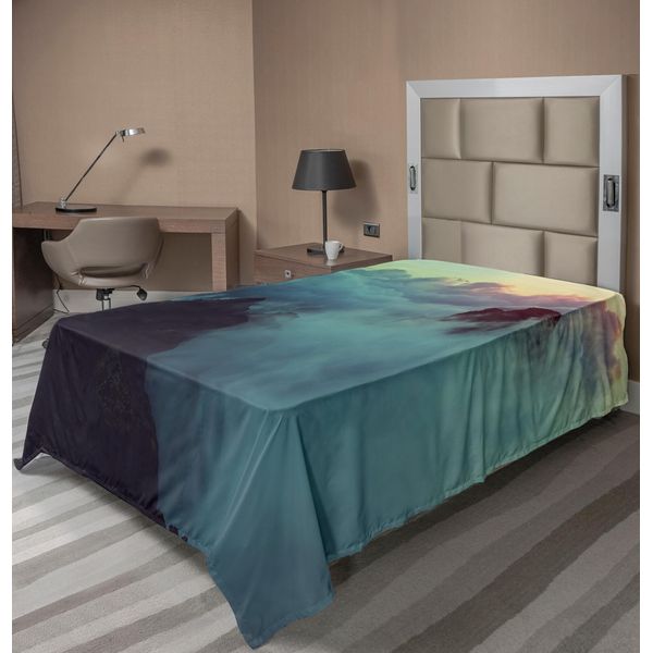 Abakuhaus Lenzuolo Wolken, Colline Tra Grandi Cumuli Di Nuvole, Vista Magica Sulle Montagne, Tema Natura, Lenzuolo Morbido E Confortevole Per Un Letto Decorativo, 1 Pezzo, 260 Cm X 168 Cm, Marrone E Blu-image