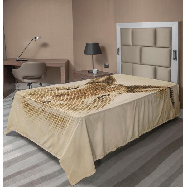 Abakuhaus Lenzuolo Geometrico, Ritratto Con Punti Geometrici Digitali, Coniglietto Vintage Colorato, Lenzuolo Morbido E Confortevole Per Un Letto Decorativo, 1 Pezzo, 260 Cm X 168 Cm, Marrone Chiaro-image