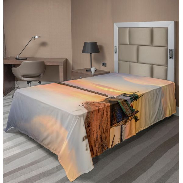 Abakuhaus Lenzuolo Nautico, Vessel Esposizione Prolungata Foto Drammatica Solitudine Solitudine Crepuscolo Tema, Morbido E Confortevole Lenzuolo Superiore Per Un Letto Decorativo 1 Pezzo 190 Cm X 100 Cm, Blu-image
