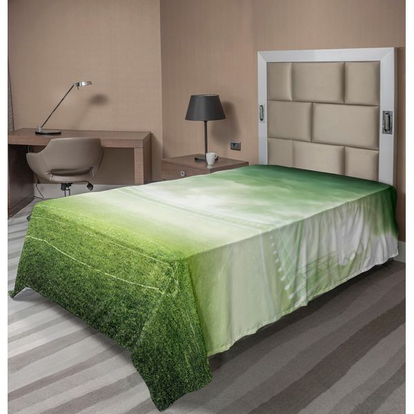 Abakuhaus Lenzuolo Da Calcio, Stadio Illuminato Di Notte, Immagine Di Attività Calcistica Su Campo In Erba, Lenzuolo Morbido E Confortevole Per Un Letto Decorativo, 1 Pezzo, 190 Cm X 100 Cm, Verde-image