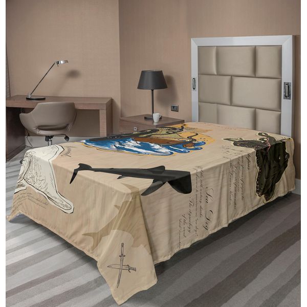 Abakuhaus Lenzuolo Mystiker, Collezione Marine Monster Creature Collage Kraken Kraken Sea Dog Animali Mitici, Lenzuolo Morbido E Confortevole Per Un Letto Decorativo 1 Pezzo 190 Cm X 100 Cm, Multicolore-image