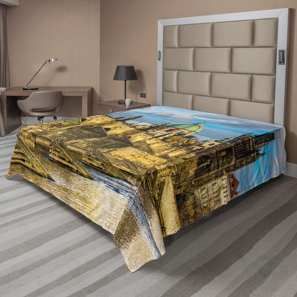 Abakuhaus Lenzuolo Con Paesaggio, Ponte Carlo Di Praga, Castello, Famoso Luogo Turistico, Simbolo Della Città, Lenzuolo Morbido E Confortevole Per Un Letto Decorativo, 1 Pezzo, 260 Cm X 228 Cm, Multicolore-image