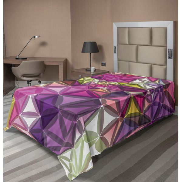 Abakuhaus Lenzuolo Diamant, Motivo Astratto Elaborato Con Sfumature, Effetto Futuristico, Lenzuolo Morbido E Confortevole Per Un Letto Decorativo, 1 Pezzo 190 Cm X 100 Cm, Viola Giallo-image