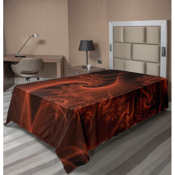 Abakuhaus Lenzuolo Arancione Bruciato, Immagine Frattale Digitale Con Motivi Floreali Che Cambiano E Si Muovono, Grafica, Lenzuolo Morbido E Confortevole Per Un Letto Decorativo 1 Pezzo 260 Cm X 168 Cm, Arancione-image