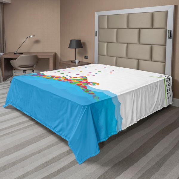 Abakuhaus Lenzuolo Olympia, Motivo Piscina Con Nuotatori E Cerchi Assortiti Arte Moderna Colorata, Lenzuolo Morbido E Confortevole Per Un Letto Decorativo 1 Pezzo 260 Cm X 228 Cm, Verde Blu Rosso-image