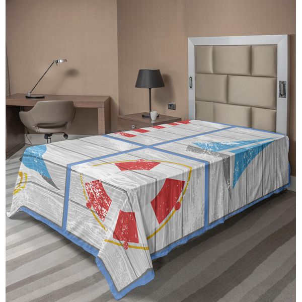 Abakuhaus Lenzuolo Seagulls, Gabbiano, Faro, Salvagente E Barca A Vela, Sfondo In Legno, Lenzuolo Morbido E Confortevole Per Un Letto Decorativo, 1 Pezzo, 260 Cm X 168 Cm, Multicolore-image