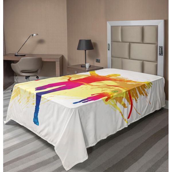 Abakuhaus Lenzuolo Olympia, Silhouette Di Un Uomo Vincitore, Sfondo Grunge, Illustrazione Colorata, Lenzuolo Morbido E Confortevole Per Un Letto Decorativo, 1 Pezzo, 190 Cm X 100 Cm, Giallo Viola-image