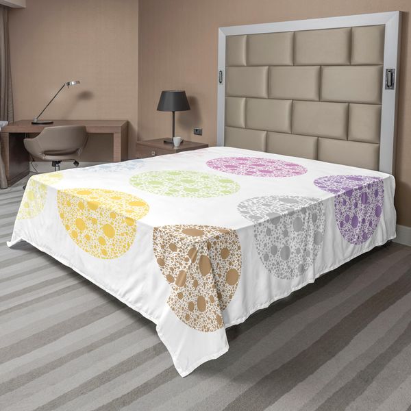 Abakuhaus Lenzuolo A Pois, Vari Colori, Grandi Pois Con Piccoli Motivi Rotondi, Morbido E Confortevole Lenzuolo Superiore Per Un Letto Decorativo, 1 Pezzo, 244 Cm X 205 Cm, Multicolore-image