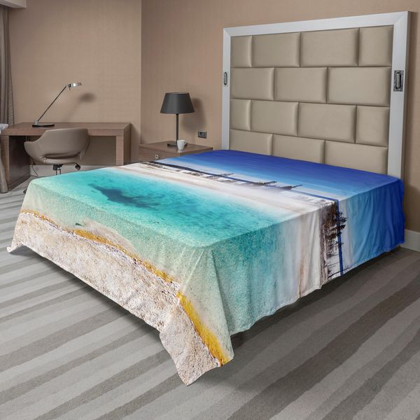 Abakuhaus Lenzuolo Yellowstone, Sorgente Termale Vulcanica Nel Parco Di Yellowstone, Paesaggio Invernale Innevato, Lenzuolo Morbido E Confortevole Per Un Letto Decorativo, 1 Pezzo, 260 Cm X 228 Cm, Blu Turchese-image