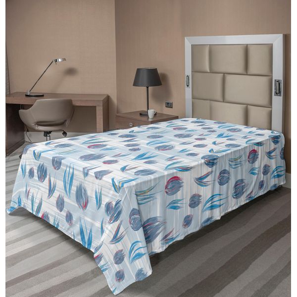 Abakuhaus Lenzuolo Tulipano, Dimensioni Autentiche Diverse Con Illustrazione Di Tetti Di Mattoni E Stampa Motley Lines, Lenzuolo Morbido E Confortevole Per Un Letto Decorativo 1 Pezzo 190 Cm X 100 Cm, Blu-image