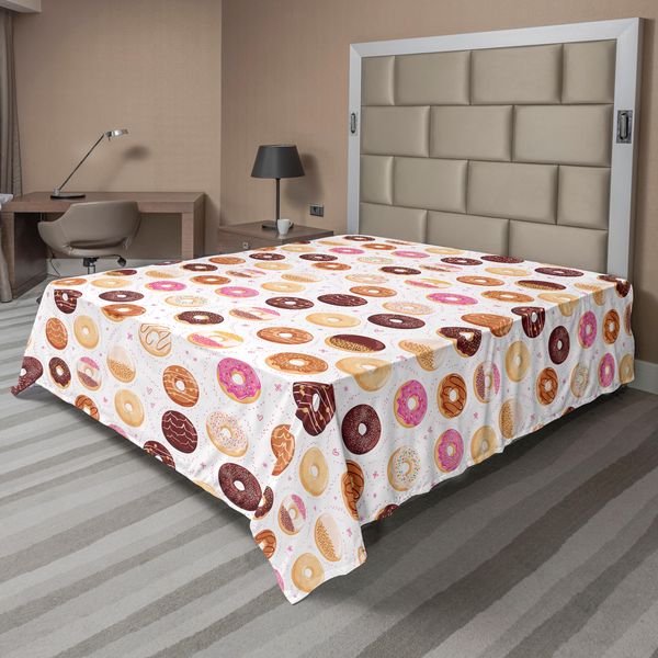 Abakuhaus Lenzuolo, Ciambelle E Piccoli Cuori Motivo Dessert Colorati E Deliziosi Stampa Artistica, Lenzuolo Morbido E Confortevole Per Un Letto Decorativo 1 Pezzo 266 Cm X 260 Cm, Rosa-image