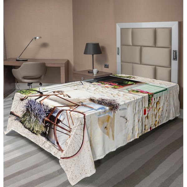 Abakuhaus Lenzuolo Con Bicicletta, Europa, Francia, Mediterraneo, Casa Rurale In Pietra, Paesaggio Con Biciclette, Foto Diurna, Morbido E Confortevole Lenzuolo Superiore Per Un Letto Decorativo, 1 Pezzo, 190 Cm X 100 Cm, Multicolore-image