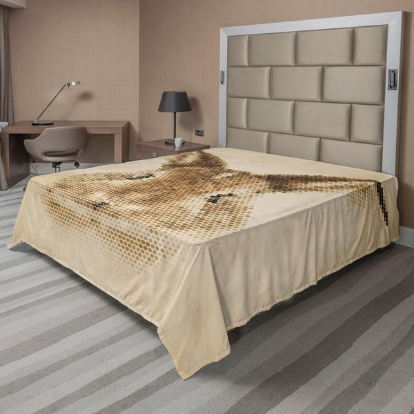 Abakuhaus Lenzuolo Geometrico, Ritratto Con Punti Geometrici Digitali, Coniglietto Vintage Colorato, Lenzuolo Morbido E Confortevole Per Un Letto Decorativo, 1 Pezzo, 266 Cm X 260 Cm, Marrone Chiaro-image