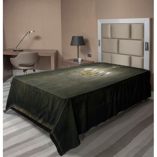 Abakuhaus Lenzuolo Grunge, Classico Candelabro Dorato In Una Stanza Gotica Buia, Immagine Vintage, Lenzuolo Morbido E Confortevole Per Un Letto Decorativo, 1 Pezzo, 260 Cm X 168 Cm, Grigio E Giallo-image