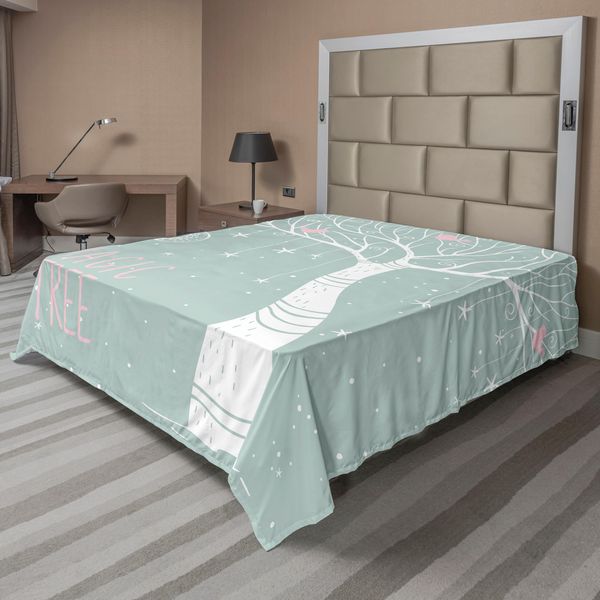 Abakuhaus Lenzuolo Magico, Motivo Magico Con Stelle E Luna, Illustrazione Stilizzata, Lenzuolo Morbido E Confortevole Per Un Letto Decorativo 1 Pezzo 244 Cm X 205 Cm, Verde Mandorla Bianco-image