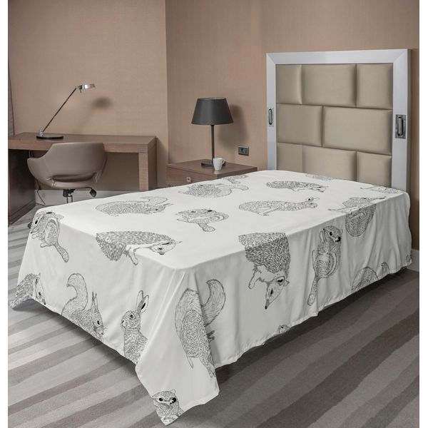 Abakuhaus Lenzuolo Grigio, Uccelli Ornamentali Su Alberi, Ali, Piume, Arte Moderna, Natura, Lenzuolo Morbido E Confortevole Per Un Letto Decorativo, 1 Pezzo, 190 Cm X 100 Cm, Nero, Bianco, Grigio-image