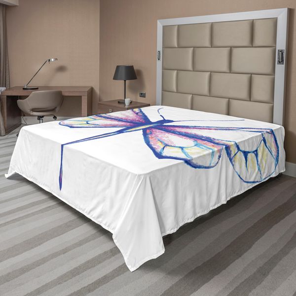 Abakuhaus Lenzuolo Libellula, Libellula Singola, Colori Tenui Tema Insetti Rapidi E Predatori, Lenzuolo Superiore Morbido E Confortevole Per Un Letto Decorativo 1 Pezzo 260 Cm X 228 Cm, Blu Violetto-image