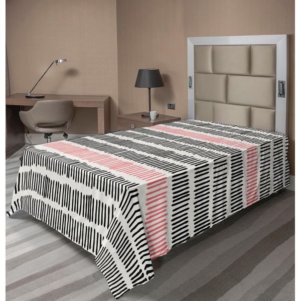 Abakuhaus Lenzuolo Astratto, Motivo Astratto Con Stampa Geometrica Semplice Retrò, Lenzuolo Morbido E Confortevole Per Un Letto Decorativo 1 Pezzo 190 Cm X 100 Cm, Nero Rosa-image