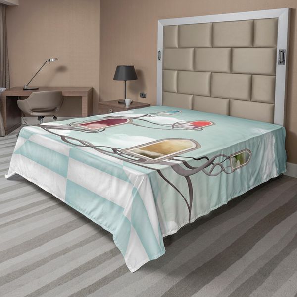 Abakuhaus Lenzuolo Magico, Specchio Colorato, Ramo, Nuvole, Spazio, Cielo, Surreale, Insolito, Grafica, Morbido E Confortevole Lenzuolo Superiore Per Un Letto Decorativo, 1 Pezzo, 275 Cm X 260 Cm, Multicolore-image