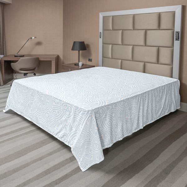 Abakuhaus Lenzuolo Celtico, Decorativo Vintage, Classico, A Forma Di Fiore, Motivi Celtici Con Linee Curve, Stampa, Morbido E Confortevole, Lenzuolo Superiore Per Un Letto Decorativo, 1 Pezzo, 244 Cm X 205 Cm, Azzurro-image
