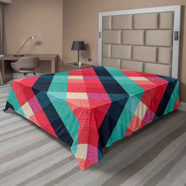 Abakuhaus Lenzuolo Celtico, Stampa Geometrica Etnica Celtica A Colori Vivaci, Lenzuolo Morbido E Confortevole Per Un Letto Decorativo 1 Pezzo 244 Cm X 205 Cm, Multicolore-image