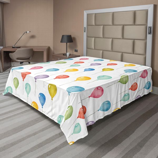 Abakuhaus Lenzuolo Colorato, Palloncini Colorati Tema Festa Di Compleanno Evento Celebrativo Evento A Sorpresa Motivo, Lenzuolo Morbido E Confortevole Per Un Letto Decorativo 1 Pezzo 244 Cm X 205 Cm, Multicolore-image