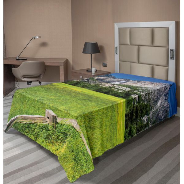 Abakuhaus Lenzuolo Yosemite, Le Cascate Nel Parco Nazionale Markstein Immagine Yosemite National Park California Usa, Morbido E Confortevole Lenzuolo Superiore Per Un Letto Decorativo 1 Pezzo 190 Cm X 100 Cm, Verde Blu-image