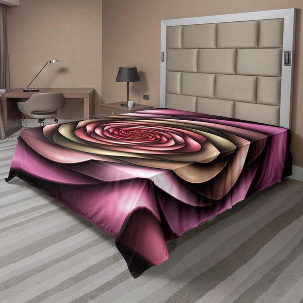 Abakuhaus Spiers Lenzuolo, Rose Petals Curved Wings Con Centro Fisso E Design Digitale Crescente, Lenzuolo Morbido E Confortevole Per Un Letto Decorativo 1 Pezzo 266 Cm X 260 Cm, Multicolore-image