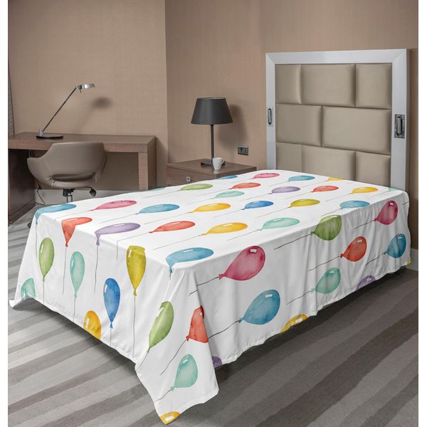 Abakuhaus Lenzuolo Colorato, Palloncini Colorati Tema Festa Di Compleanno Evento Celebrativo Evento A Sorpresa Motivo, Lenzuolo Morbido E Confortevole Per Un Letto Decorativo 1 Pezzo 190 Cm X 100 Cm, Multicolore-image
