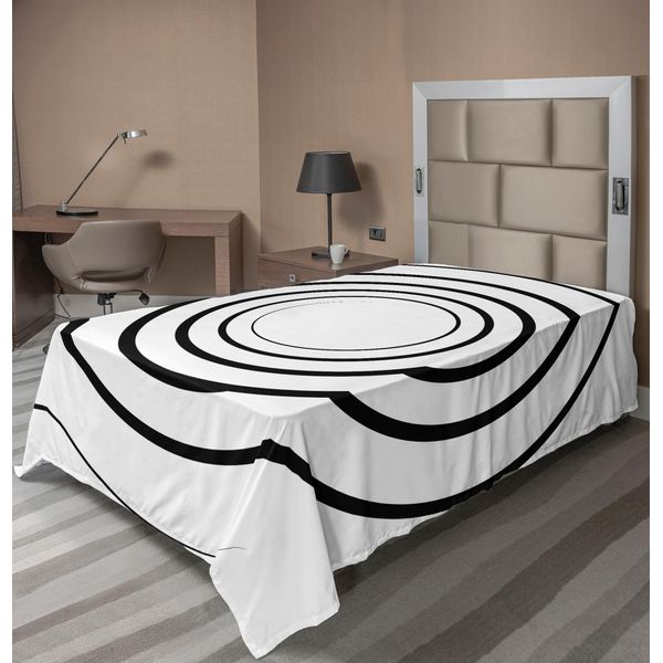 Abakuhaus Lenzuolo Spiers, Design Astratto Monocolore Con Elemento A Spirale Intrecciata, Concetto Estetico Curvilineo Tridimensionale, Lenzuolo Morbido E Confortevole Per Un Letto Decorativo, 1 Pezzo 260 Cm X 168 Cm, Bianco Nero-image