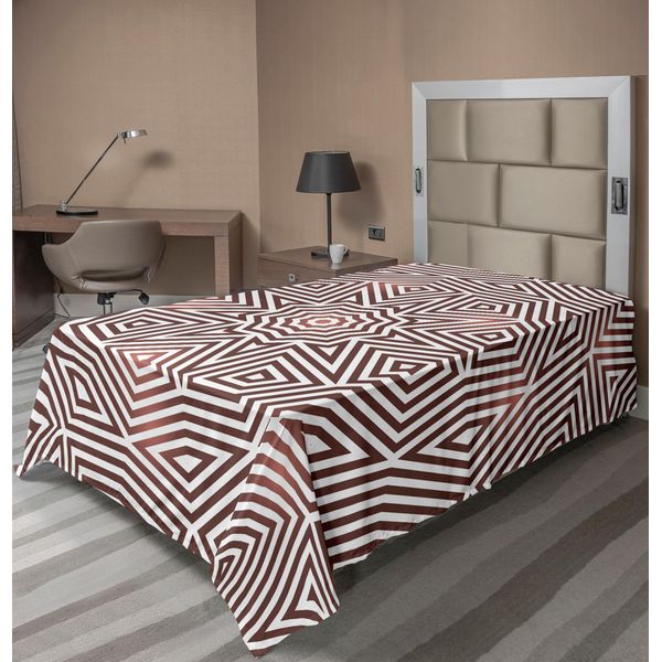 Abakuhaus Lenzuolo Celtico, Motivi Barocchi Celtici Radiosi, Forme Geometriche Diagonali E Triangolari, Lenzuolo Morbido E Confortevole Per Un Letto Decorativo, 1 Pezzo, 190 Cm X 100 Cm, Beige Marrone-image