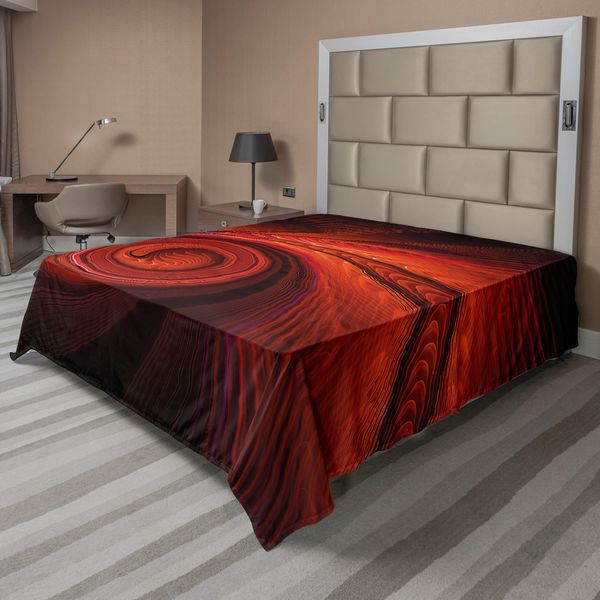 Abakuhaus Lenzuolo Spiers, Spooky Spirale Nell'oscurità Con Effetti Digitali Stupisce Dreamy Place Image Print, Morbido E Confortevole Lenzuolo Superiore Per Un Letto Decorativo 1 Pezzo 244 Cm X 205 Cm, Rosso-image