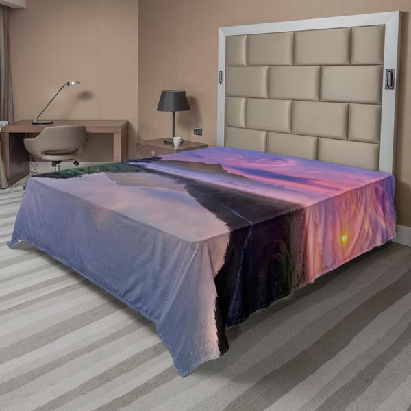 Abakuhaus Lenzuolo Paesaggio, Riflesso Sul Lago, Montagne Da Sogno, Nuvole, Alberi, Foto, Lenzuolo Morbido E Confortevole Per Un Letto Decorativo, 1 Pezzo, 275 Cm X 260 Cm, Multicolore-image
