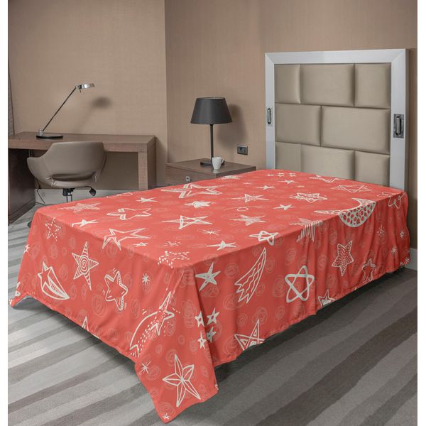 Abakuhaus Lenzuolo Star, Motivo Luna E Stelle, Notte Stellata, Stelle Cadenti, Galassia Spaziale, Stile Kids, Lenzuolo Morbido E Confortevole Per Un Letto Decorativo, 1 Pezzo, 190 Cm X 100 Cm, Bianco Corallo-image