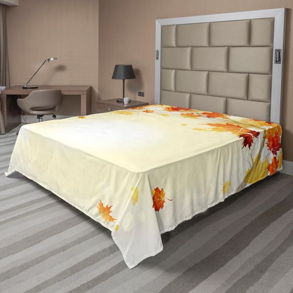 Abakuhaus Lenzuolo Cadente, Foglie Autunnali, Rami Di Alberi Romantici, Silhouette, Effetto Bokeh, Illustrazione, Lenzuolo Morbido E Confortevole Per Un Letto Decorativo, 1 Pezzo, 244 Cm X 205 Cm, Multicolore-image