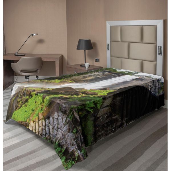 Abakuhaus Lenzuolo Yosemite, Primavera Parco Nazionale Yosemite Foresta Alpina Oscilla Foto Scenica Naturale, Lenzuolo Morbido E Confortevole Per Un Letto Decorativo 1 Pezzo 190 Cm X 100 Cm, Bianco Verde-image