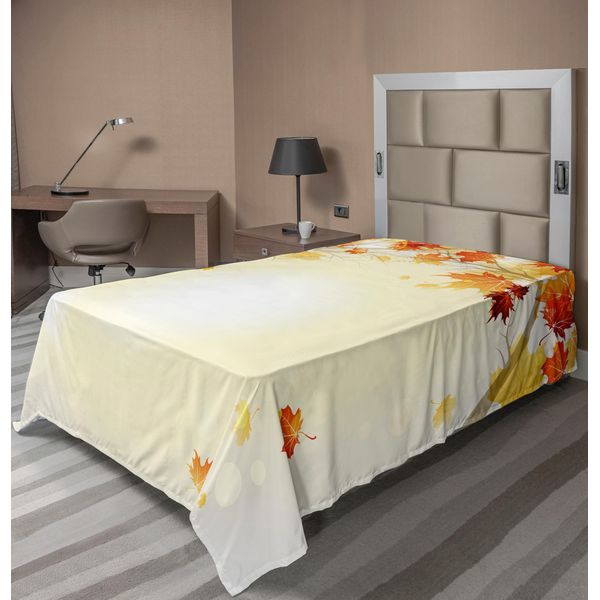 Abakuhaus Lenzuolo Cadente, Foglie Autunnali, Rami Di Alberi Romantici, Silhouette, Effetto Bokeh, Illustrazione, Lenzuolo Morbido E Confortevole Per Un Letto Decorativo, 1 Pezzo, 190 Cm X 100 Cm, Multicolore-image