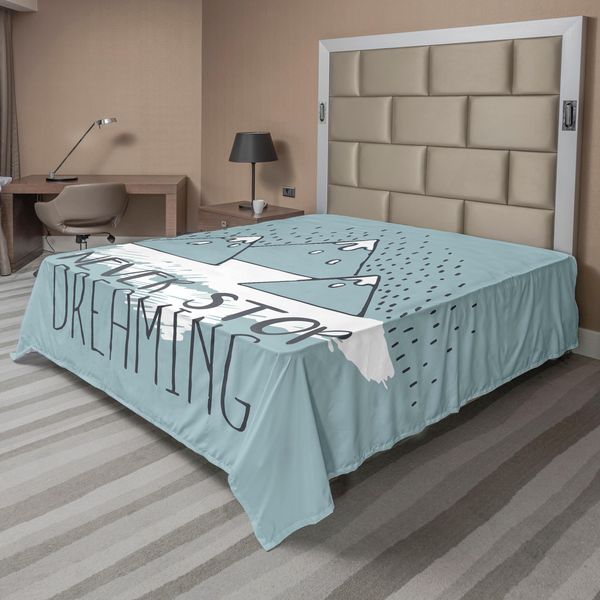 Abakuhaus Lenzuolo Con Proverbio, Le Cime Delle Montagne Non Smettono Mai Di Ispirare, Obiettivo Successo Aspirazioni Ispirazione Stampa Sogni, Morbido E Confortevole Lenzuolo Superiore Per Un Letto Decorativo 1 Pezzo 260 Cm X 228 Cm, Verde Chiaro Bianco-image