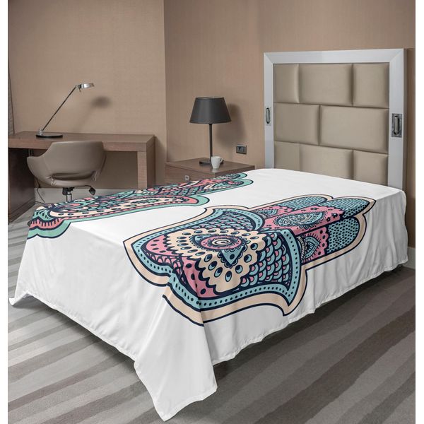 Abakuhaus Lenzuolo Hamsa, Motivo Asiatico Hamsa Hand Bohemian Female Lord Per Sfortuna Stampa Evil Eye E Lotus, Lenzuolo Superiore Morbido E Confortevole Per Un Letto Decorativo 1 Pezzo 260 Cm X 168 Cm, Rosa Blu-image