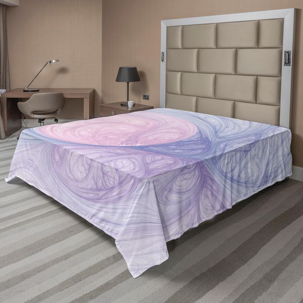 Abakuhaus Lenzuolo Psichedelico, Frattale Astratto Misterioso Con Strano Motivo Decorativo Dell'eternità, Lenzuolo Morbido E Confortevole Per Un Letto Decorativo 1 Pezzo 244 Cm X 205 Cm, Viola Rosa-image